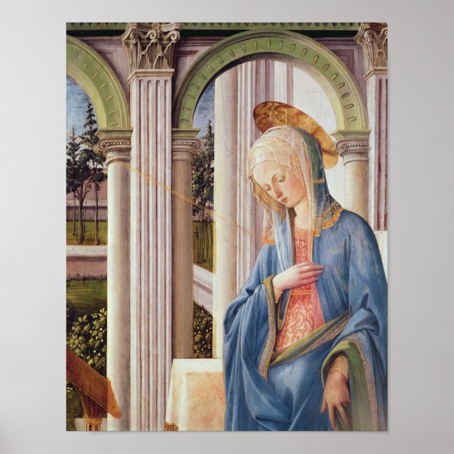 Affiche L'Annonciation, détail de la Vierge Marie (Devant)