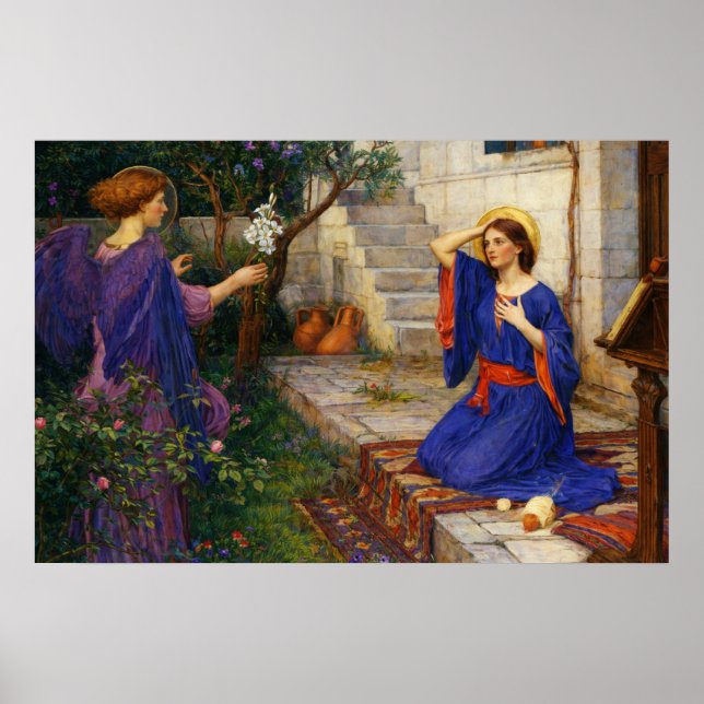 Affiche L'Annonciation par John William Waterhouse (Devant)