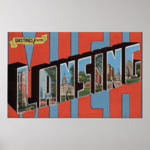 Affiche Lansing, Michigan - grandes scènes de lettre