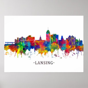 Affiche Lansing Michigan Skyline