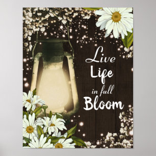 Affiche Lanterne Rustique & Marguerites Fleur de Marguerit