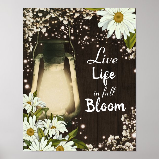 Affiche Lanterne Rustique & Marguerites Fleur de Marguerit (Devant)