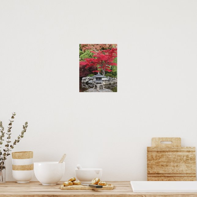 Affiche Lanternes de jardin japonais et feuilles d'érable  (Cuisine)