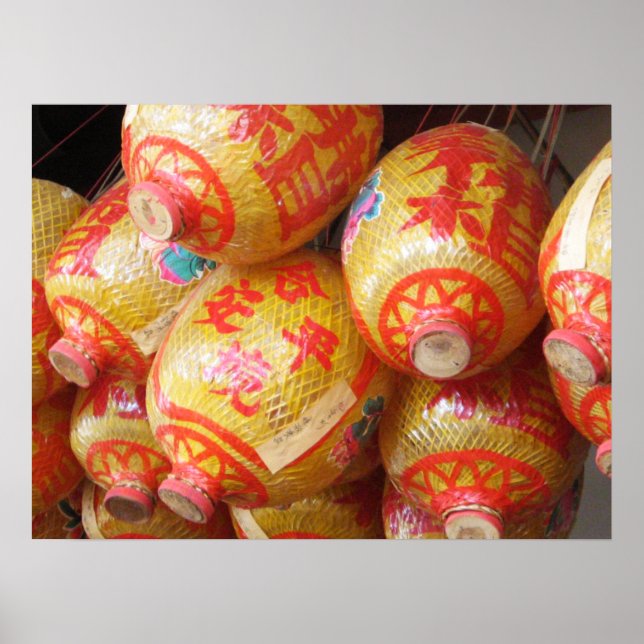 Affiche Lanternes en papier chinoises chanceuses (Devant)