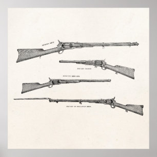 Affiche L'antiquité vintage de fusil de chasse de 1800s a