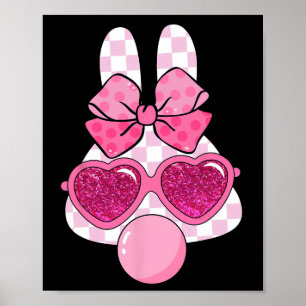 Affiche Lapin à Carreaux Qui Fait des Bulles de Chewing-Gu