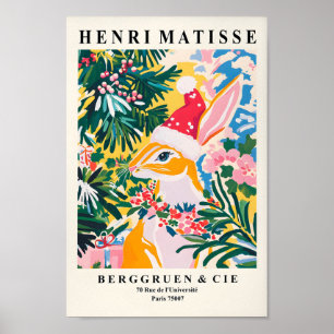 Affiche Lapin À Santa Hat, Décor De Noël Rose, Mur Ar