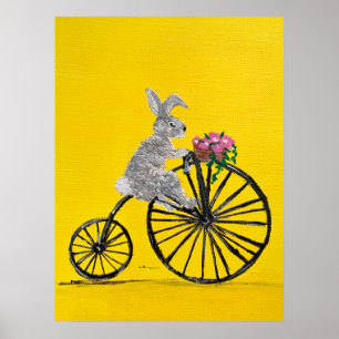 Affiche Lapin à vélo