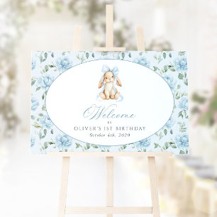 Affiche Lapin, Arc, Fleurs Bleues, Bienvenue pour le Premi