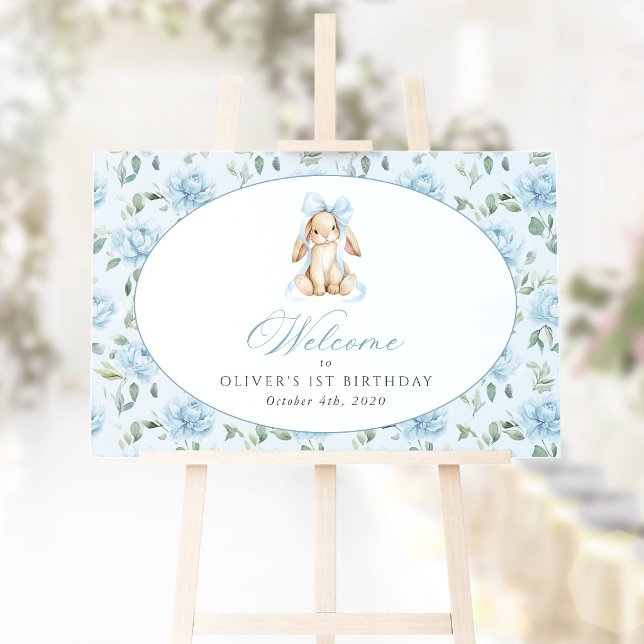 Affiche Lapin, Arc, Fleurs Bleues, Bienvenue pour le Premi (Créateur téléchargé)