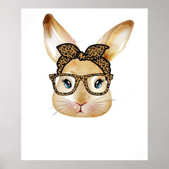 Affiche lapin arc verre léopard, rétro, vintage (Devant)