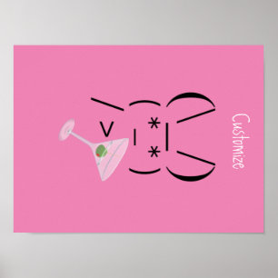 Affiche Lapin ascii mignon tenant un martini Thunder_Cove