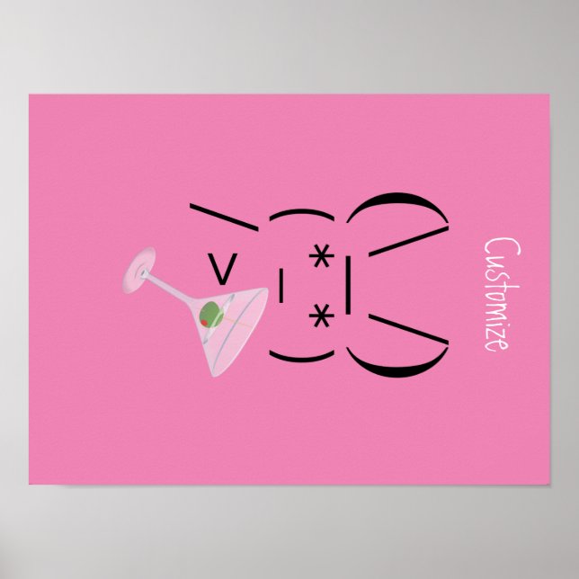 Affiche Lapin ascii mignon tenant un martini Thunder_Cove (Devant)