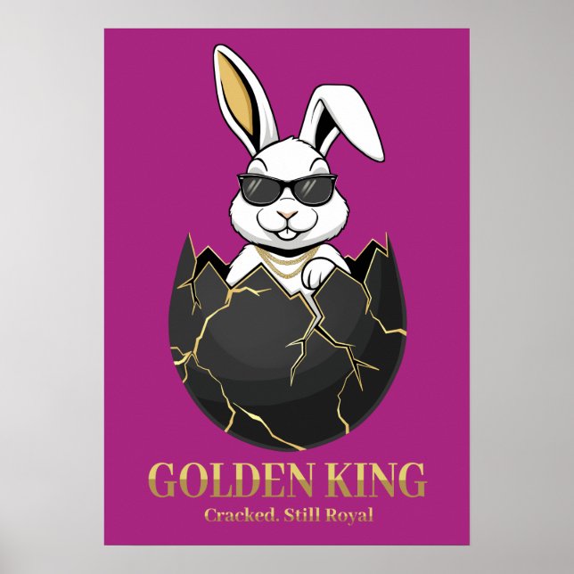 Affiche Lapin avec des lunettes cool, Or, fêlé, royal (Devant)