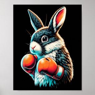Affiche Lapin Avec Gants De Boxe
