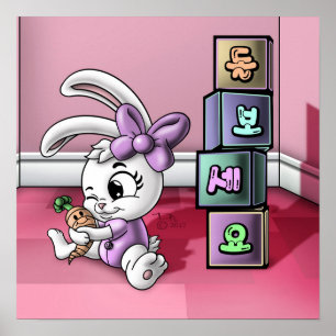 Affiche Lapin avec lettrage coréen