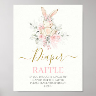 Affiche Lapin Baby shower fille