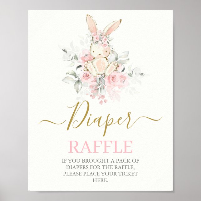 Affiche Lapin Baby shower fille (Devant)