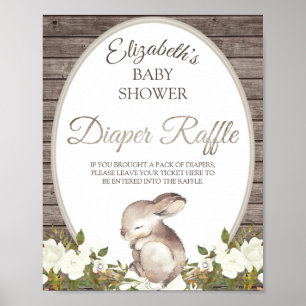 Affiche Lapin Baby shower neutre de sexe Refus de couche