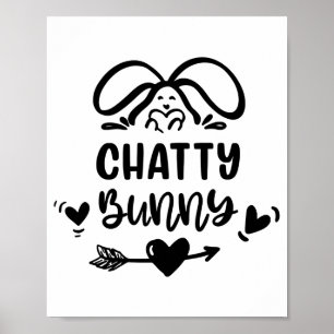 Affiche Lapin Bavard Drôle de Lapin de Pâques Œuf T Shi