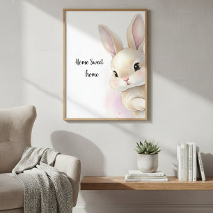 Affiche Lapin bébé aquarelle Nursery Floral Faune