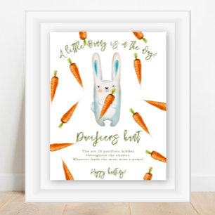 Affiche Lapin bébé - Jeu de chasse à la tétine Baby Shower