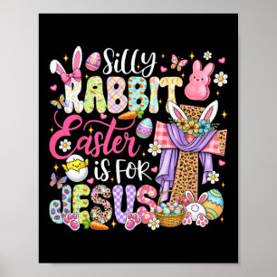 Affiche Lapin bête Pâques est pour Jésus Mignon lapin Chri