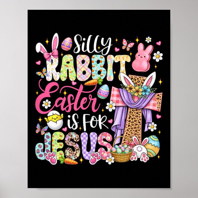 Affiche Lapin bête Pâques est pour Jésus Mignon lapin Chri (Devant)