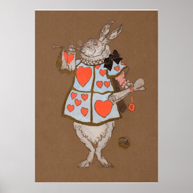 Affiche Lapin Blanc avec Conception de Costume de Héraut (Devant)