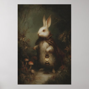Affiche Lapin Blanc en Gilet Avec Montre de Goût, Gothique