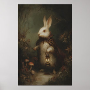 Affiche Lapin Blanc en Veston Avec Montre de Goût, Gothiqu