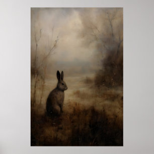 Affiche Lapin Brun Sauvage, Dark Cottagecore , Vintage