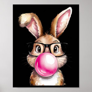 Affiche Lapin Bunny Soufflant Bubble Gum Jour de Pâques Ro