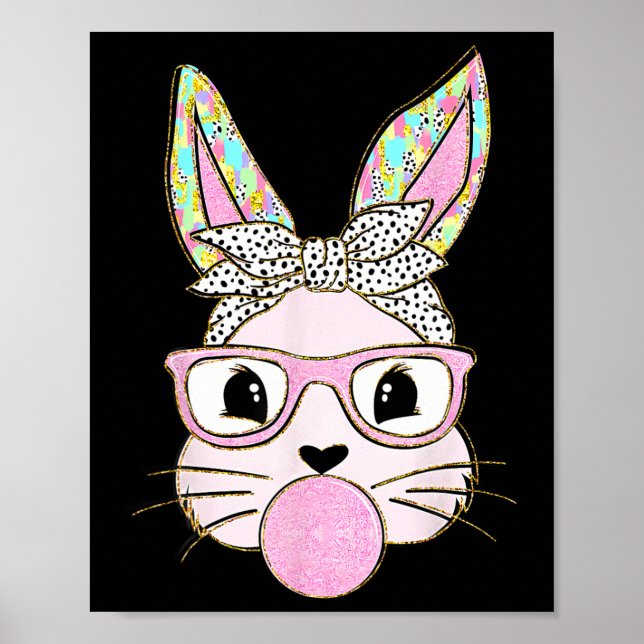 Affiche Lapin Bunny soufflant de bulle gomme de Pâques Jou (Devant)