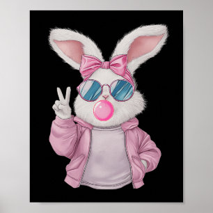 Affiche Lapin Bunny soufflant de la gomme à bulles Jour de