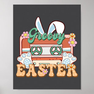 Affiche Lapin Cette Retro Groovy Jour de Pâques _1