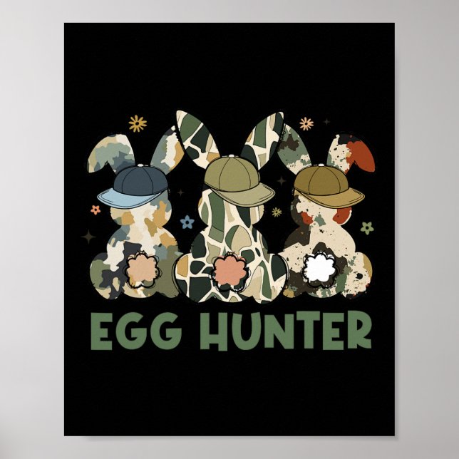 Affiche Lapin chasseur d'œufs avec casquette Byckward chas (Devant)