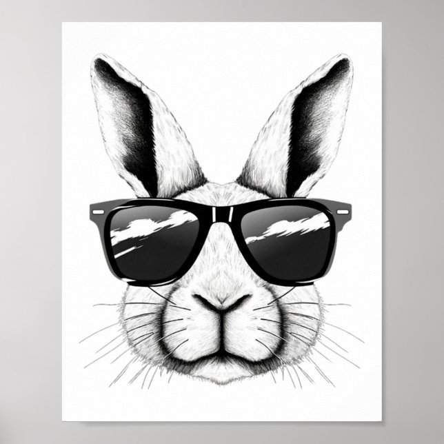 Affiche Lapin Cool Lunettes de soleil Drôle de Pâques Lapi (Devant)