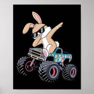 Affiche Lapin Dabbing Joyeuses Pâques Amoureux de Monster 