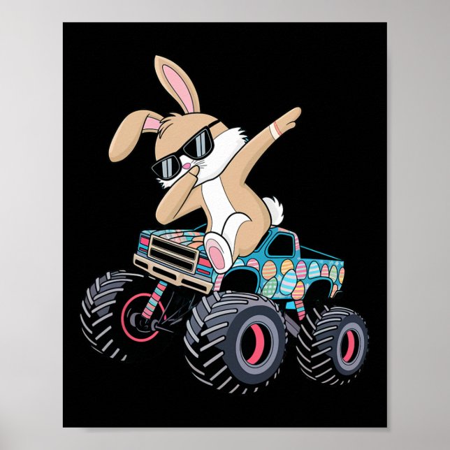 Affiche Lapin Dabbing Joyeuses Pâques Amoureux de Monster  (Devant)