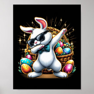 Affiche Lapin Dabbing Lapin de Pâques Chasse aux œufs de P