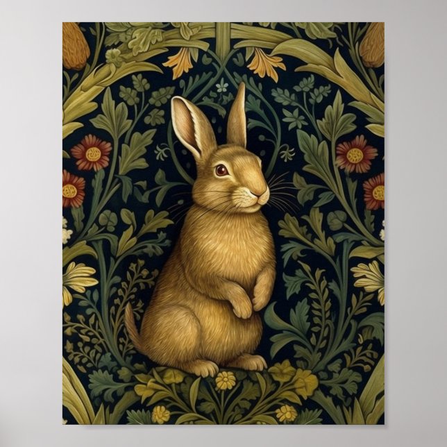 Affiche Lapin dans la forêt style Art nouveau (Devant)
