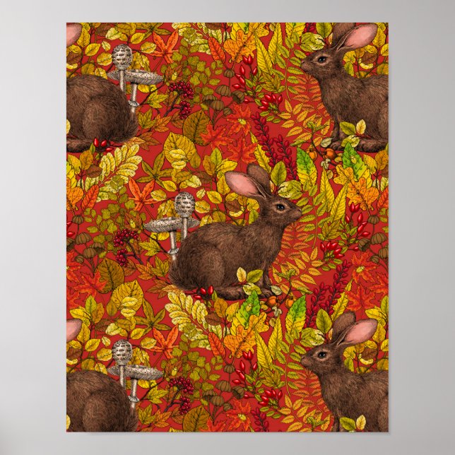 Affiche Lapin d'automne en rouge (Devant)