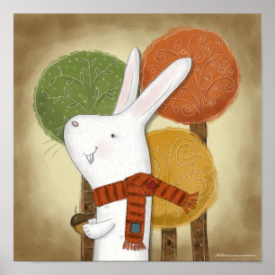 Affiche Lapin de bois avec maïs