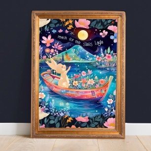 Affiche Lapin de bois floral pour atteindre les étoiles 