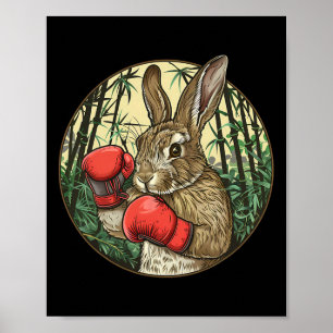 Affiche Lapin de boxe Gants de boxe Kickboxing Boxeur drôl