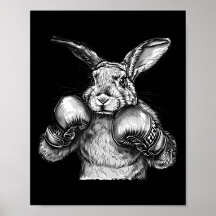 Affiche Lapin de boxe Gants de boxe Kickboxing Boxeur drôl
