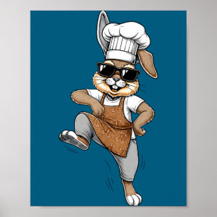Affiche Lapin de cuisine drôle de chef de bande dessinée c