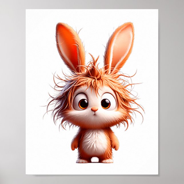 Affiche Lapin de dessin animé mignon avec expression drôle (Devant)