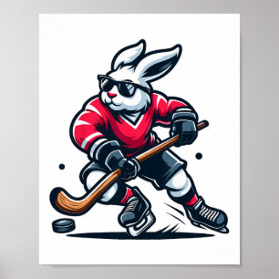Affiche Lapin de hockey sur glace Bunny Pâques Jour